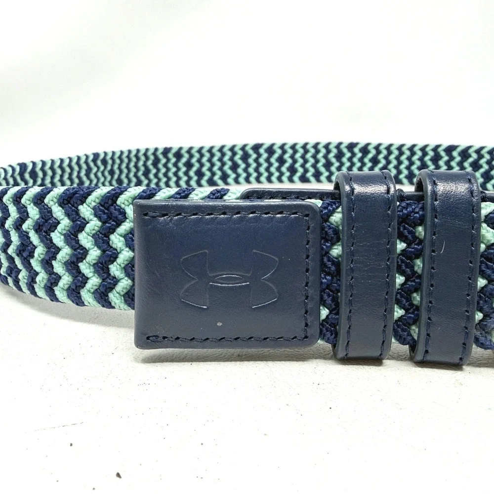 Under Armour Blue Green Stretch Golf Belt Zig Zag 1267067 Preppy Casual Hipster